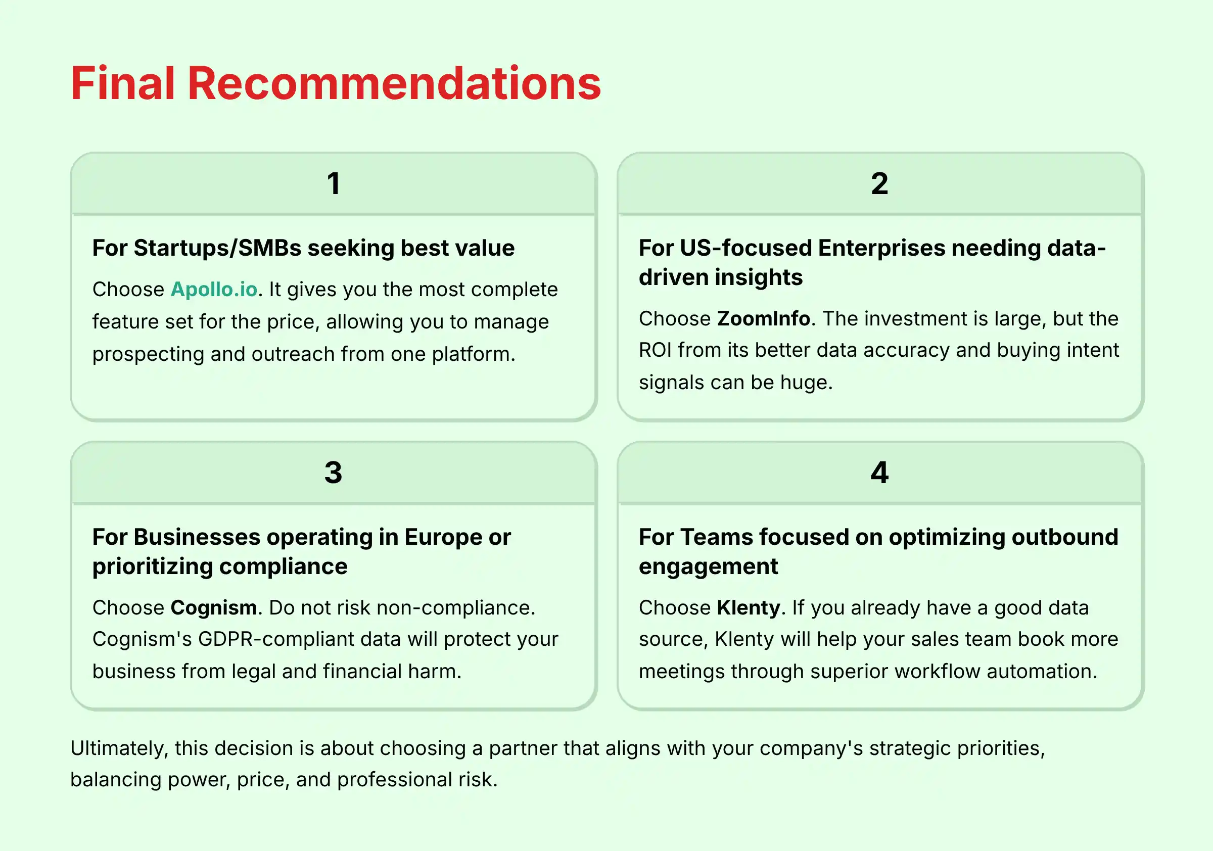 Final Recommendations Framework