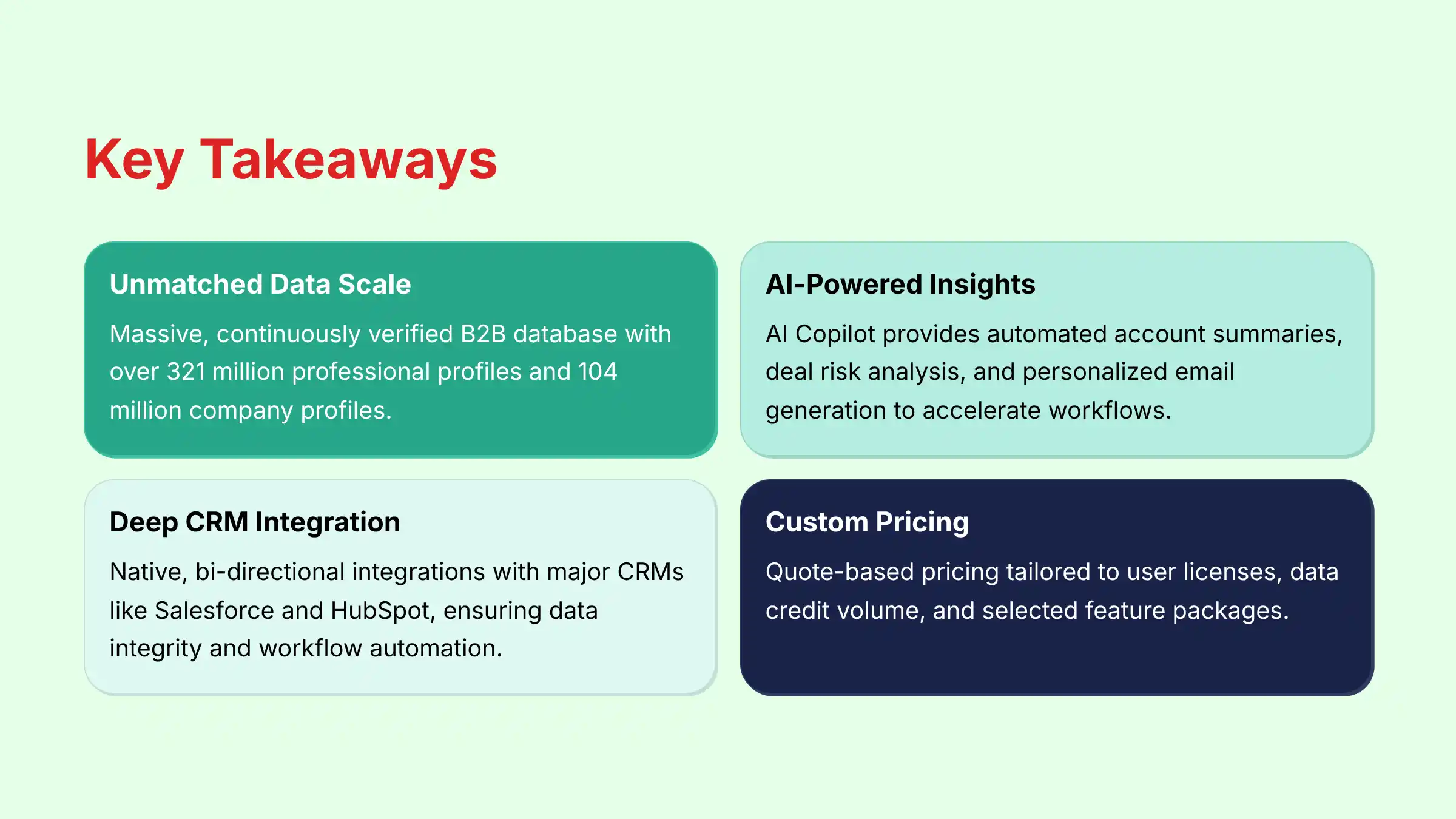 ZoomInfo Key Takeaways - Essential Features and Benefits