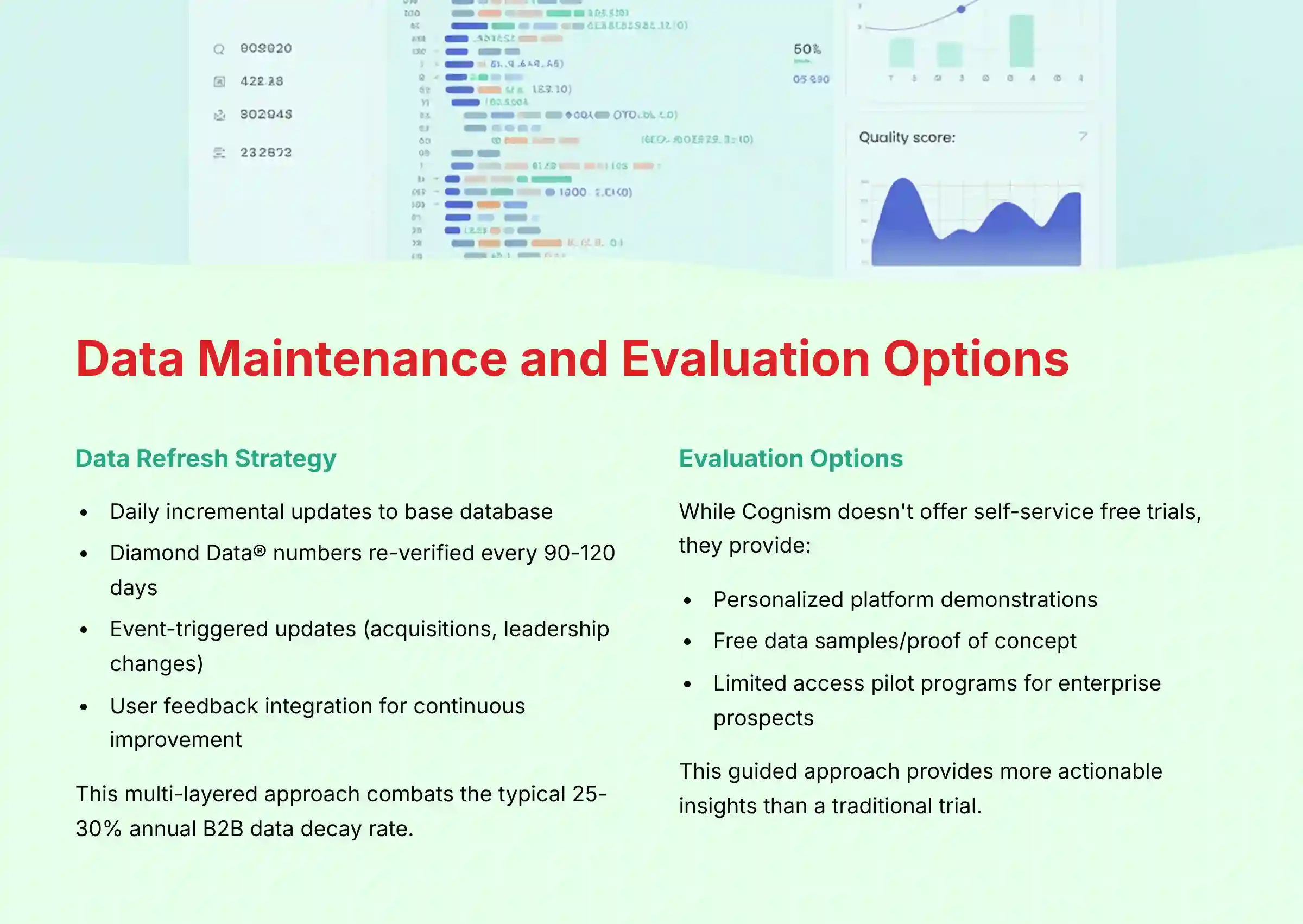 Data Maintenance and Evaluation Options