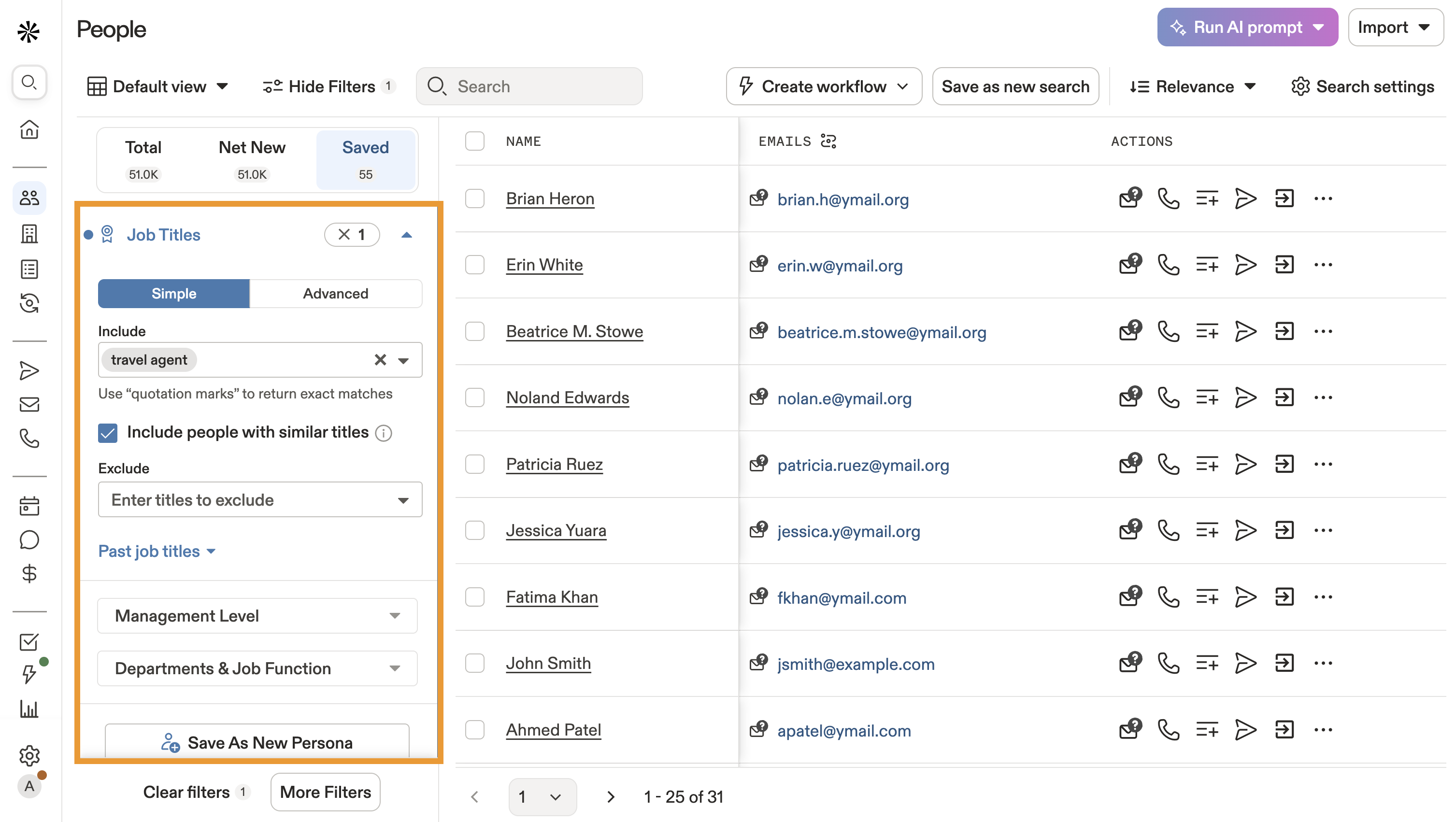Apollo.io Advanced Search Filters Interface