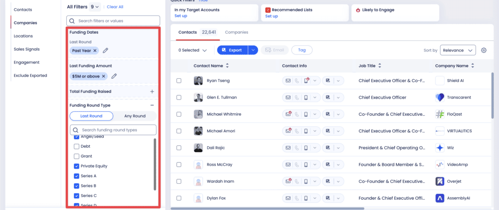 ZoomInfo dashboard showing enterprise sales intelligence features