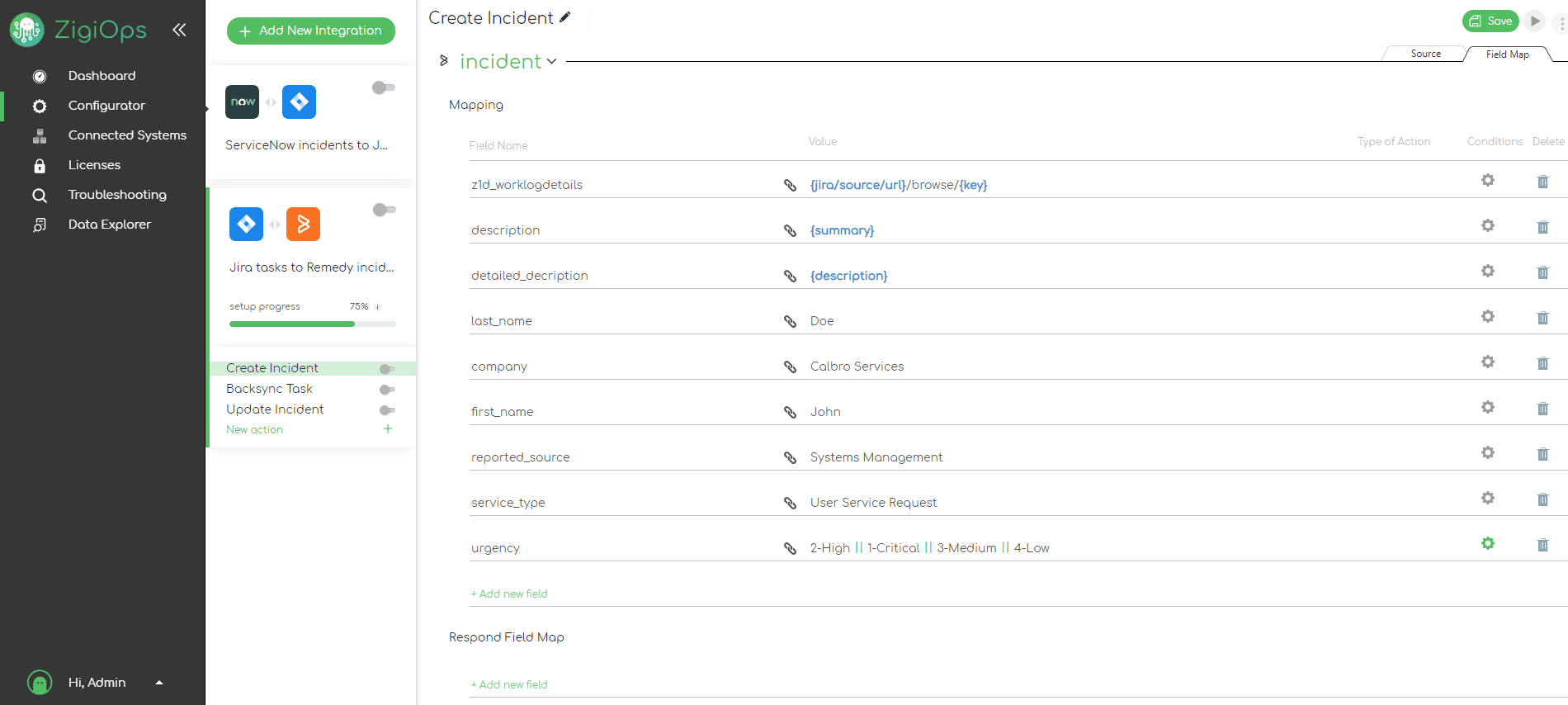 CRM Field Mapping Dashboard Interface