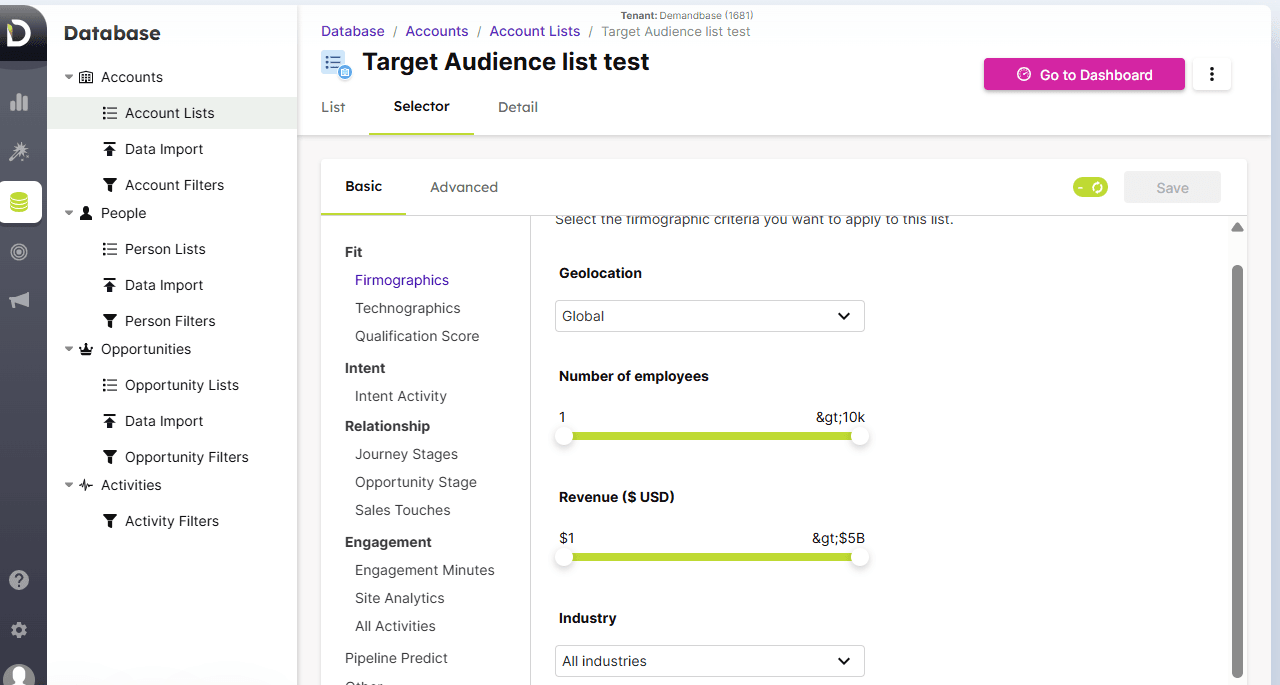 Demandbase ABM platform interface