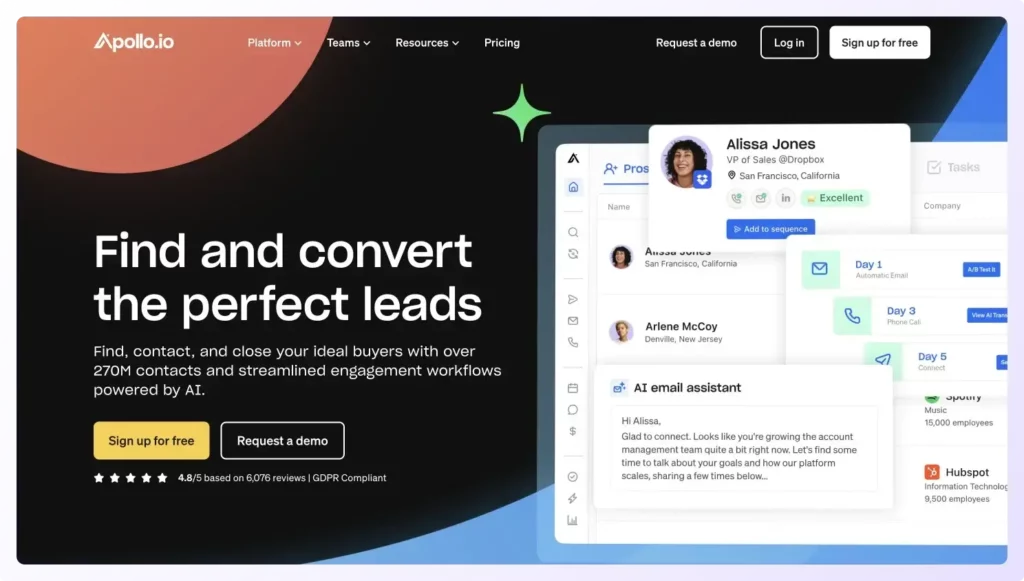 Apollo.io sales engagement platform interface