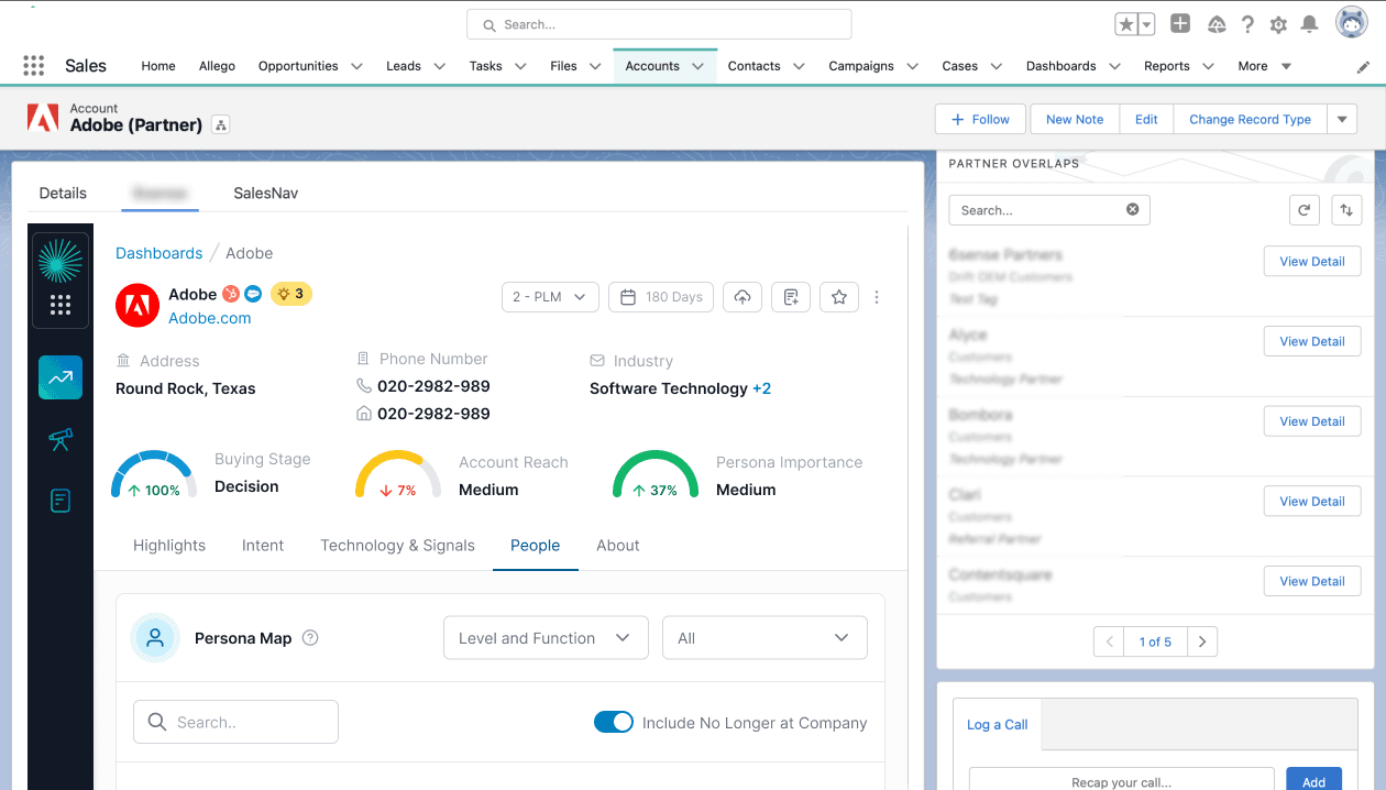 6sense Salesforce CRM Integration Interface